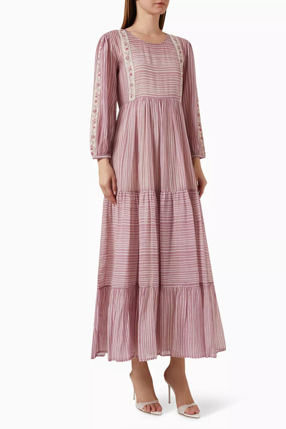 Bianxa Tiered Maxi Dress in Cotton-silk & Organza