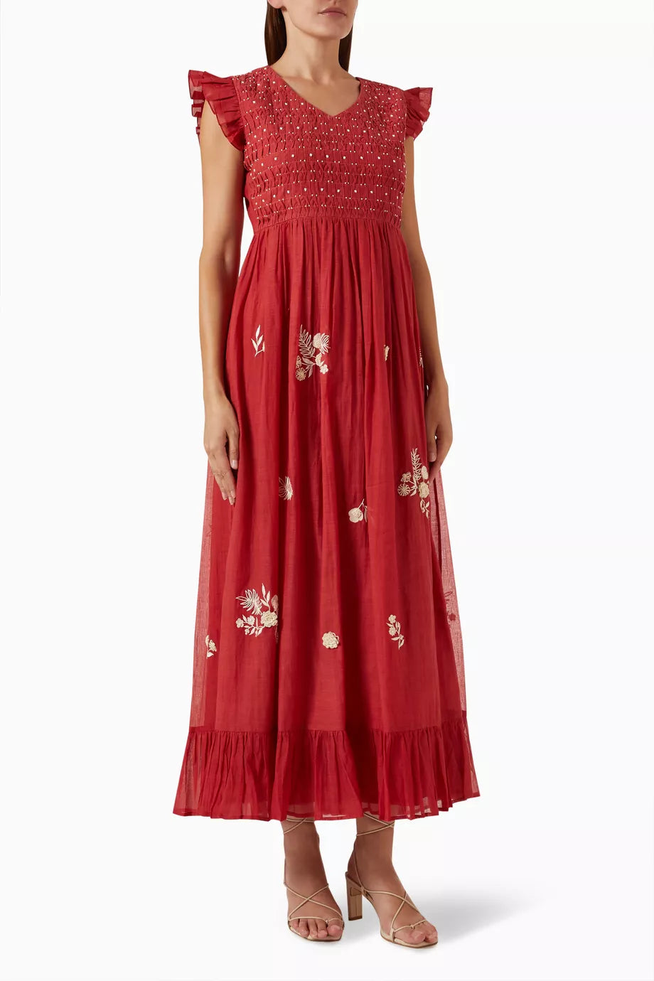 Emma23 Floral Maxi Dress in Cotton-silk