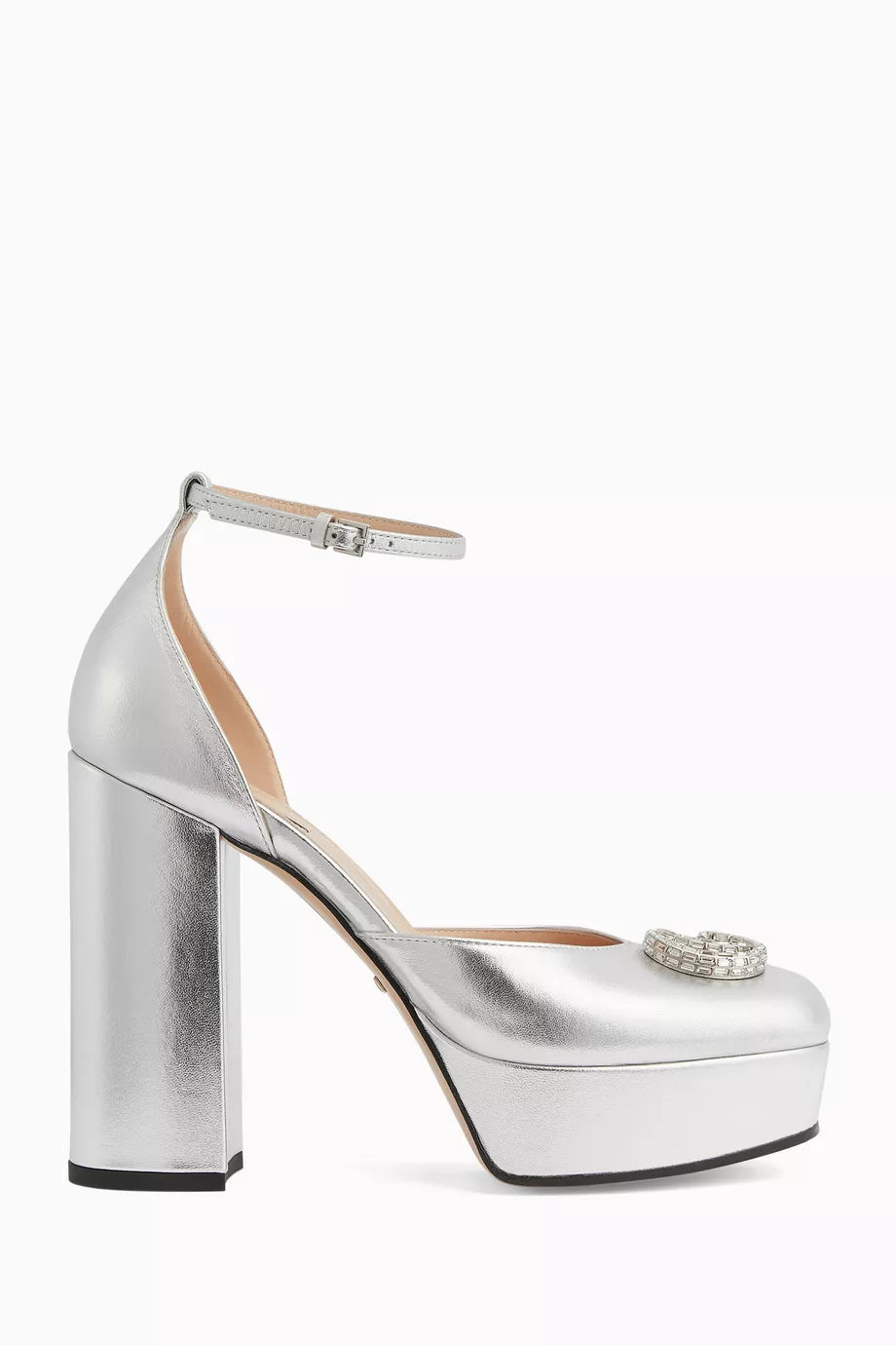Double G Platform Pumps in Metallic Leather