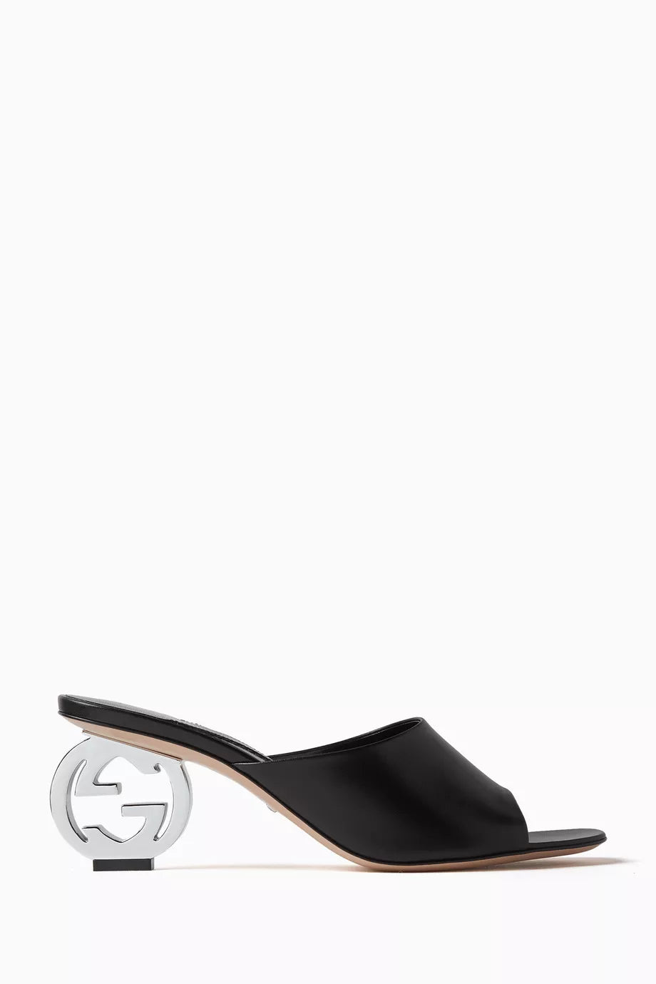 Interlocking G Heeled 85 Sandals in Leather
