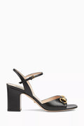 Horsebit Mid-heel Sandals in Leather