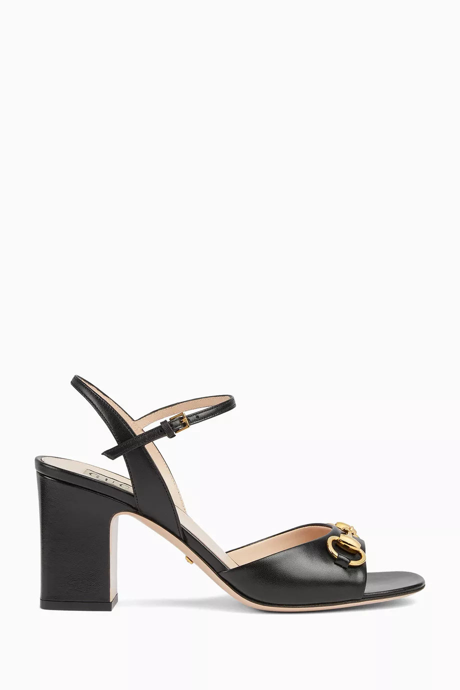 Horsebit Mid-heel Sandals in Leather
