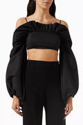 Midnight Drama Crop Top in Taffeta