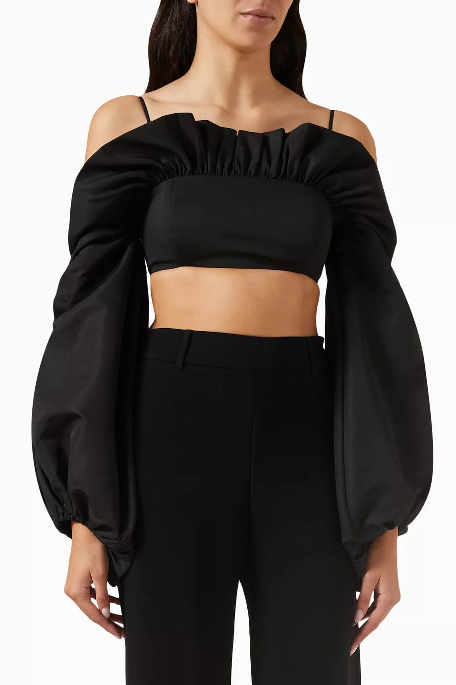 Midnight Drama Crop Top in Taffeta