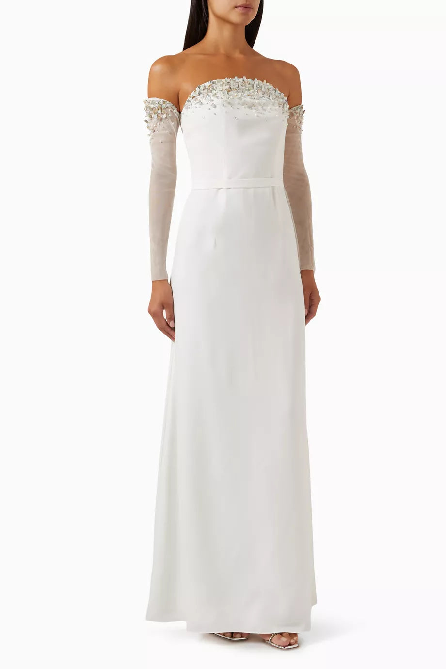 Cozy Embellished Off-shoulder Maxi Dress