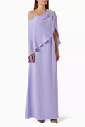 Cleva One-shoulder Cape Maxi Dress