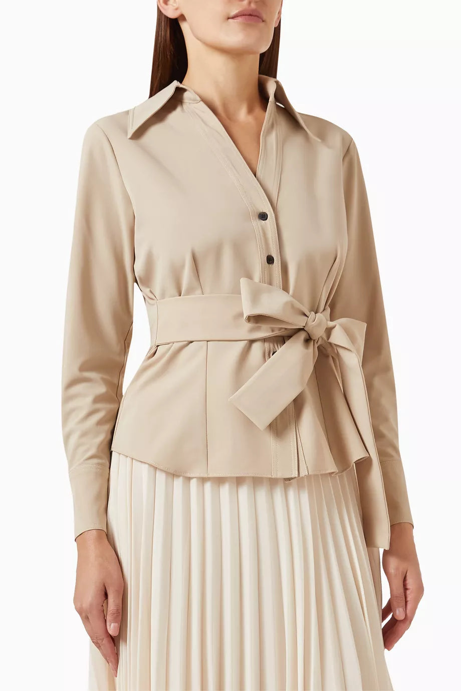 Belted Top in Stretch Viscose-blend