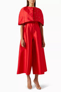 Crystal-embellished Jumpsuit & Cape Set in Brocade