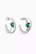Hyperbola Crystal Hoop Earrings in Rhodium-plated Metal