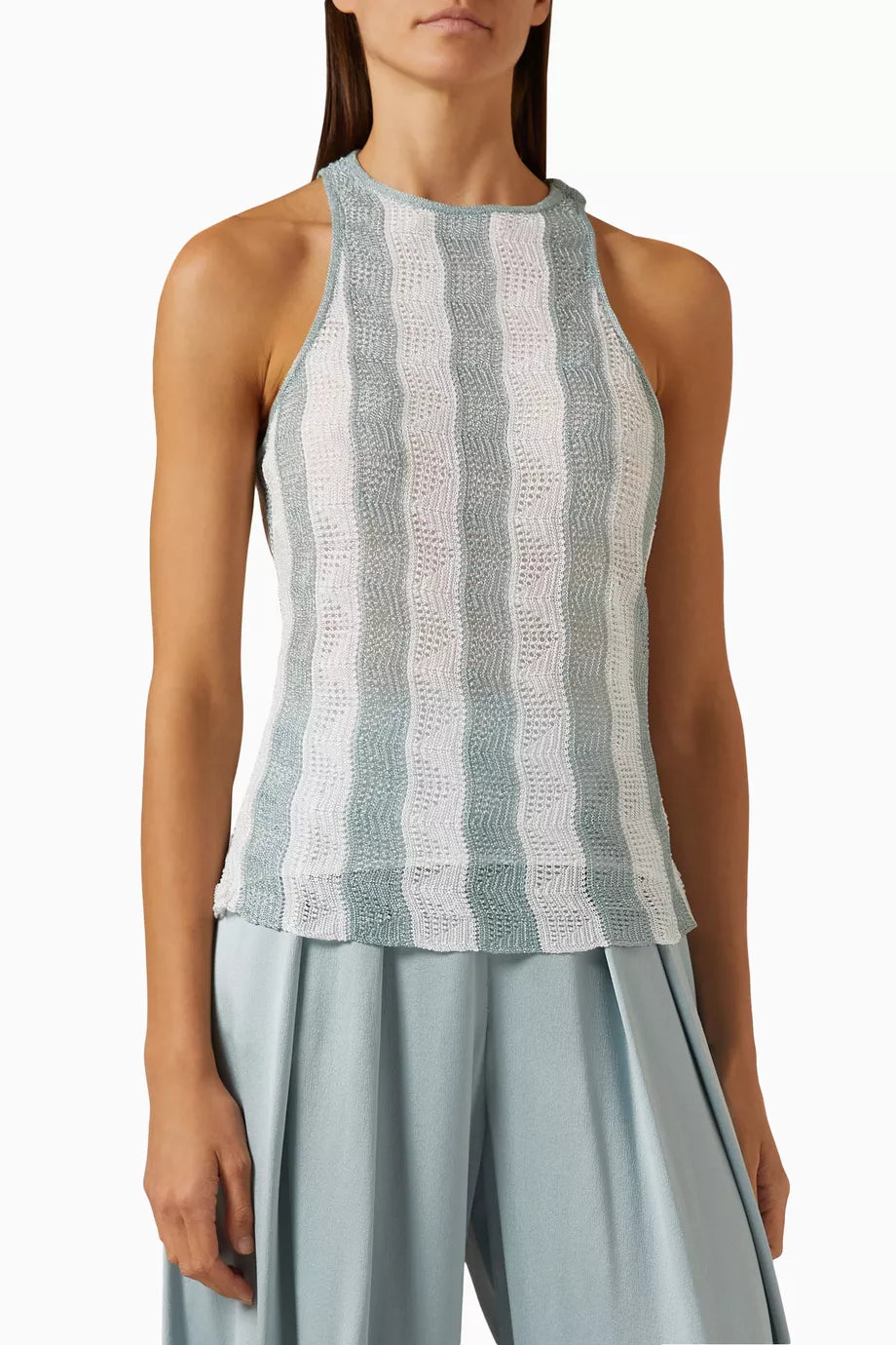 Love Capsule Knitted Top in Striped Macrame