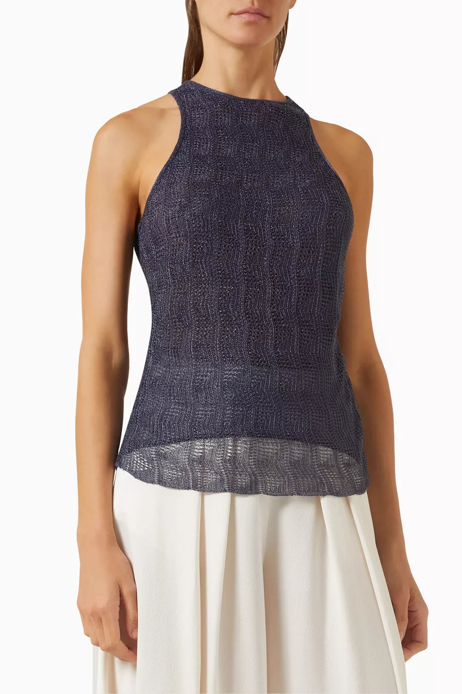 Love Capsule Knitted Top in Striped Macrame