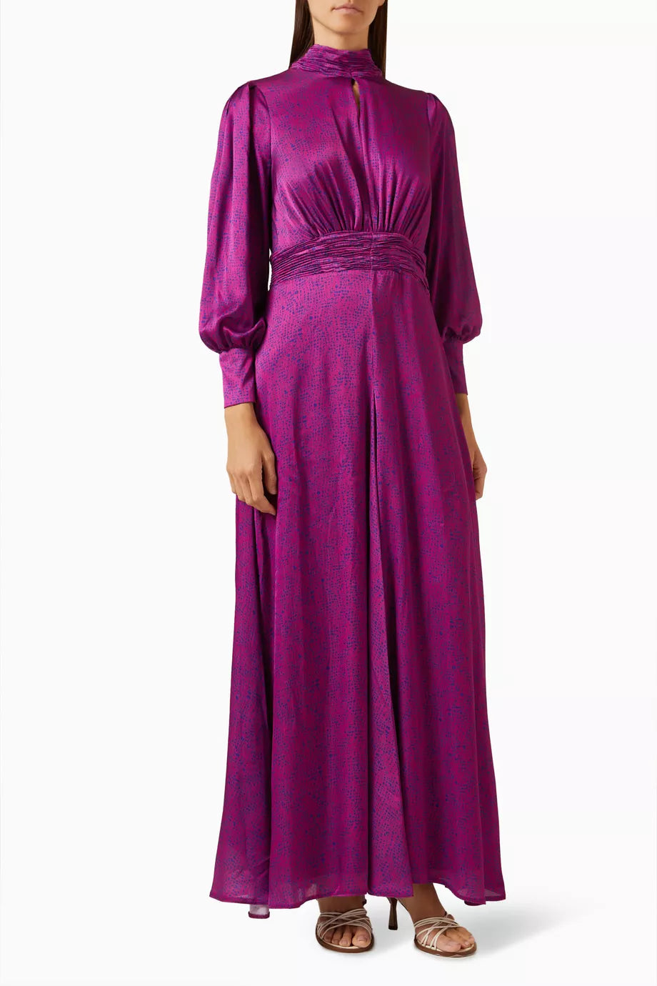 Daisy Printed Maxi Dress in Satin