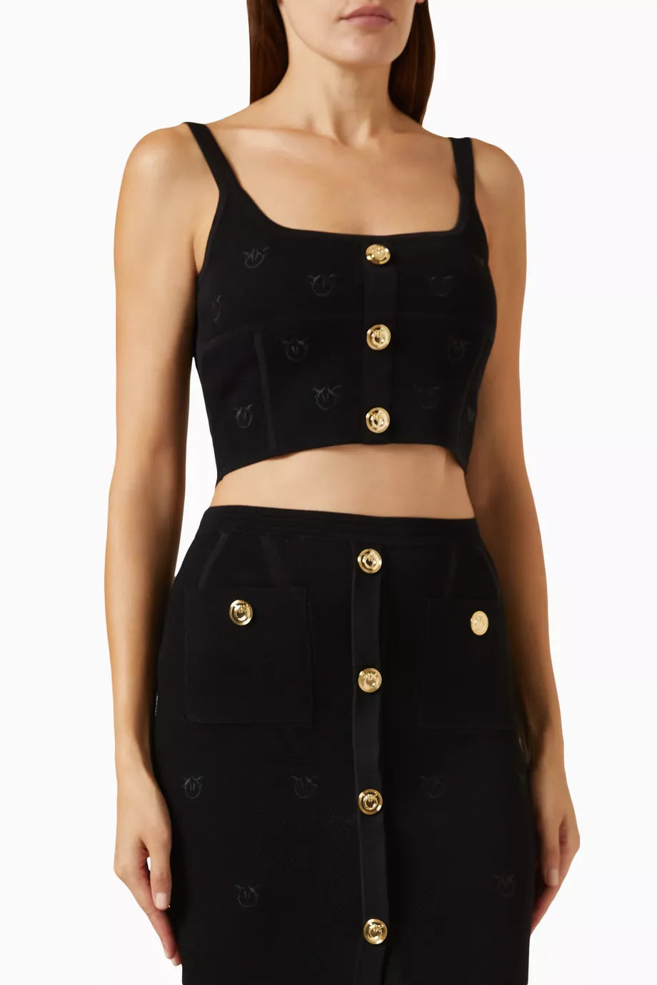 Dolly Buttoned Crop Top in Knit