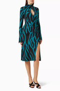 Alpha Printed Midi Dress in Stretch-viscose