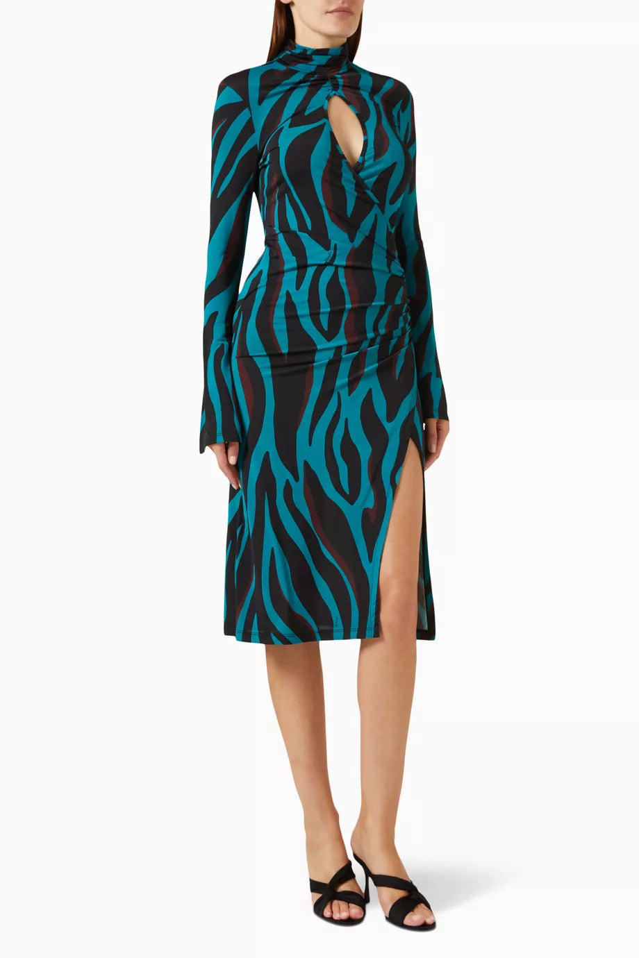 Alpha Printed Midi Dress in Stretch-viscose
