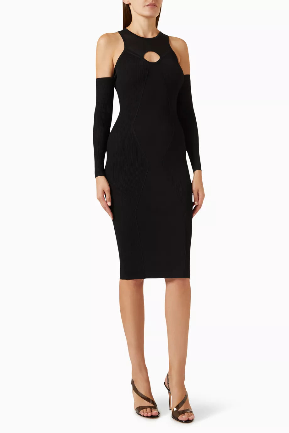 Cold-shoulder Midi Dress in Viscose-knit