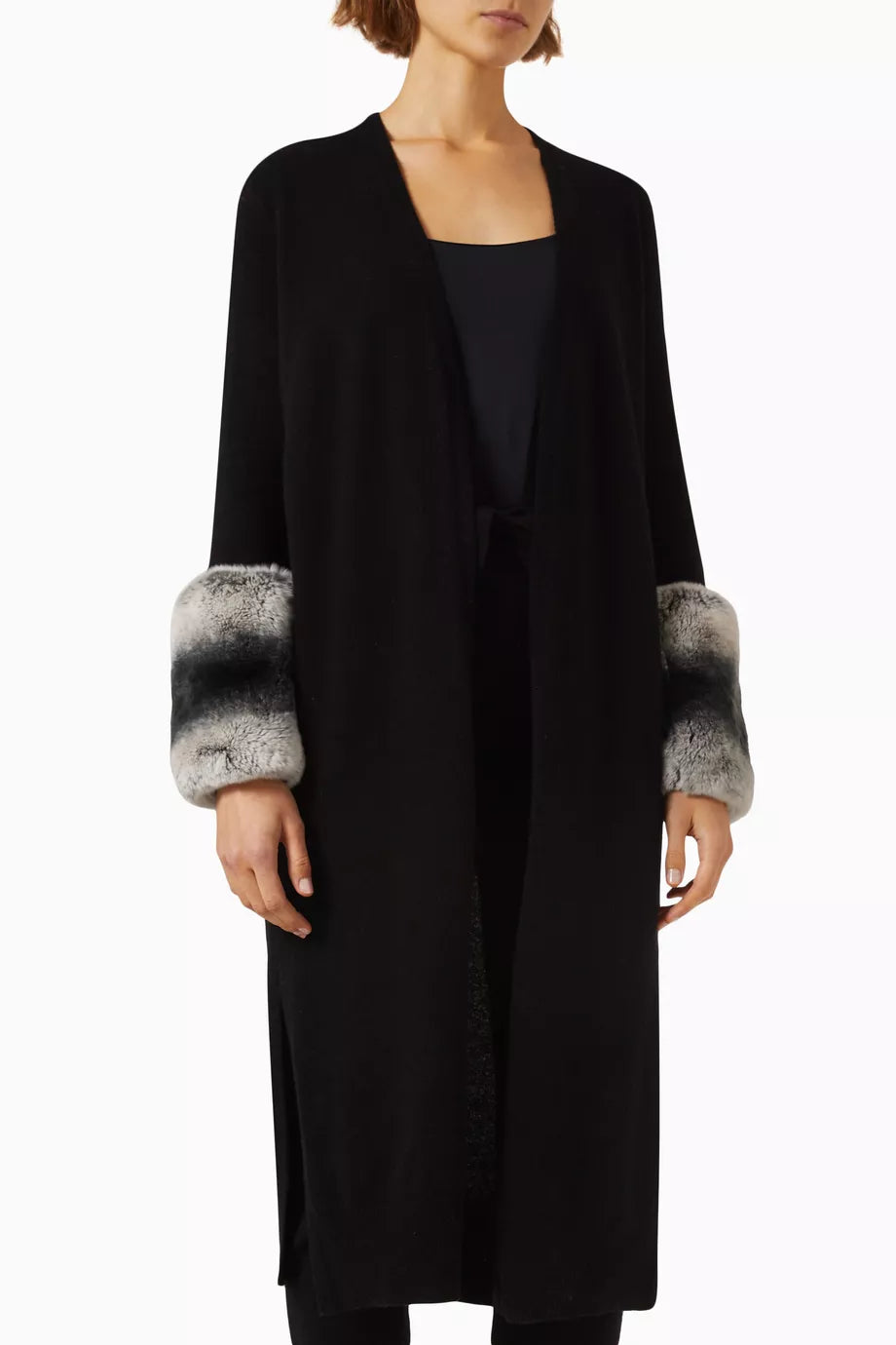 Long Cuff Cardigan in Wool-cashmere Knit