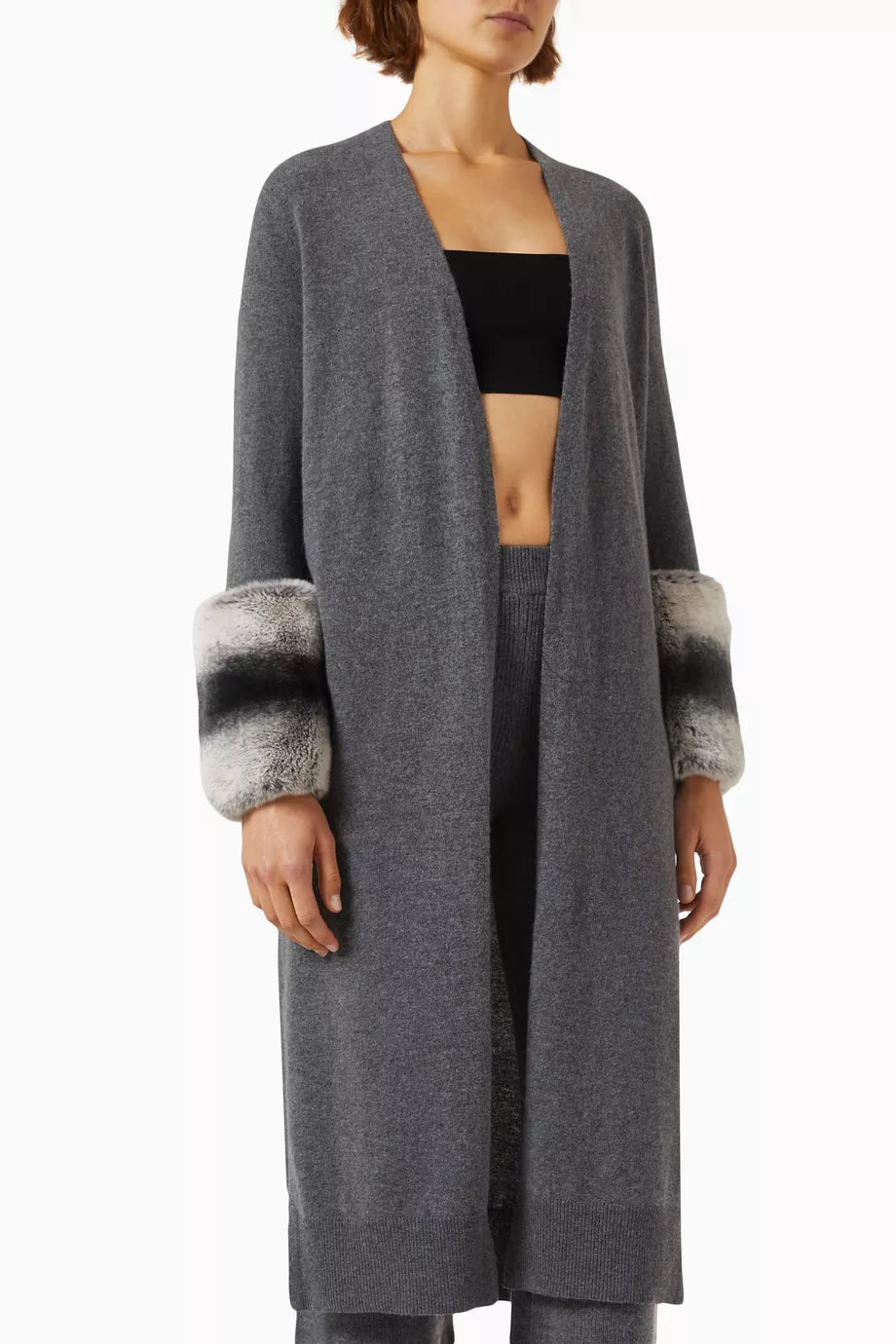 Long Cuff Cardigan in Wool-cashmere Knit