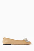 Double Bow Ballerina Flats in Nappa
