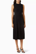 Lorena Lace-up Midi Dress in Ribbed Rayon-blend