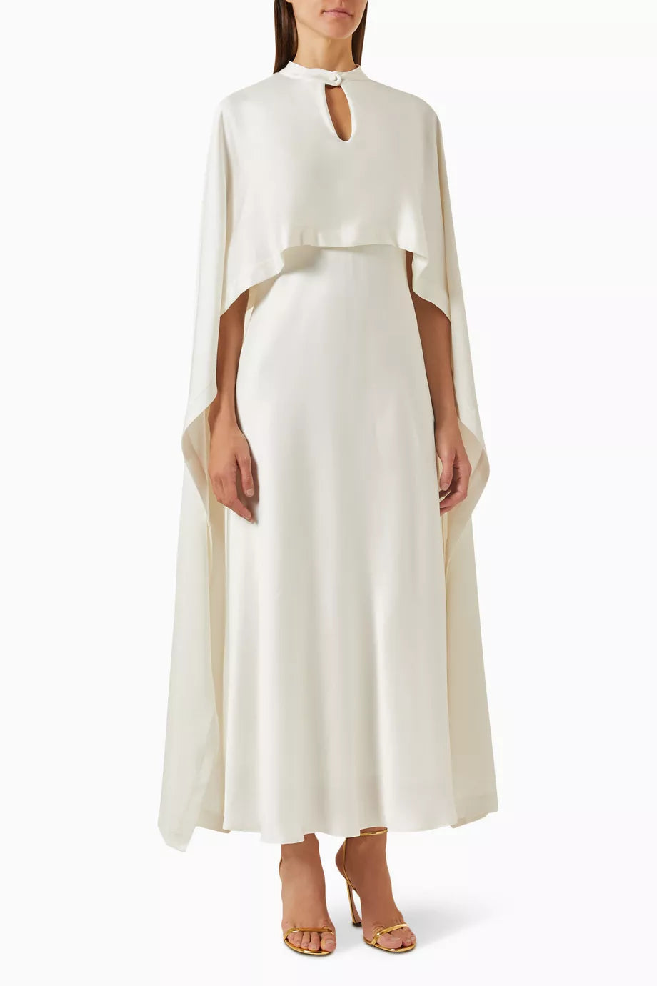Amory Cape Maxi Dress in Satin-crepe