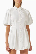 Cleo Pintuck Mini Dress in Poplin