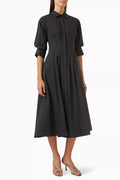 Jazz Pintuck Midi Dress in Poplin