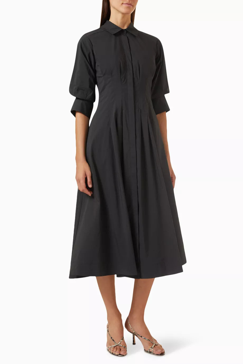 Jazz Pintuck Midi Dress in Poplin