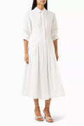 Jazz Pintuck Midi Dress in Poplin