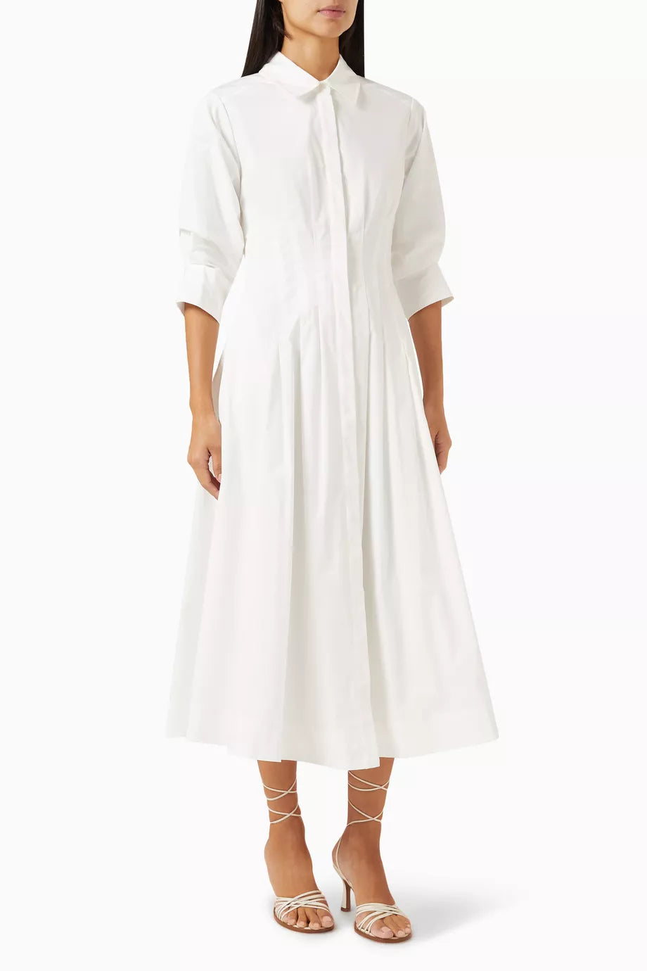 Jazz Pintuck Midi Dress in Poplin