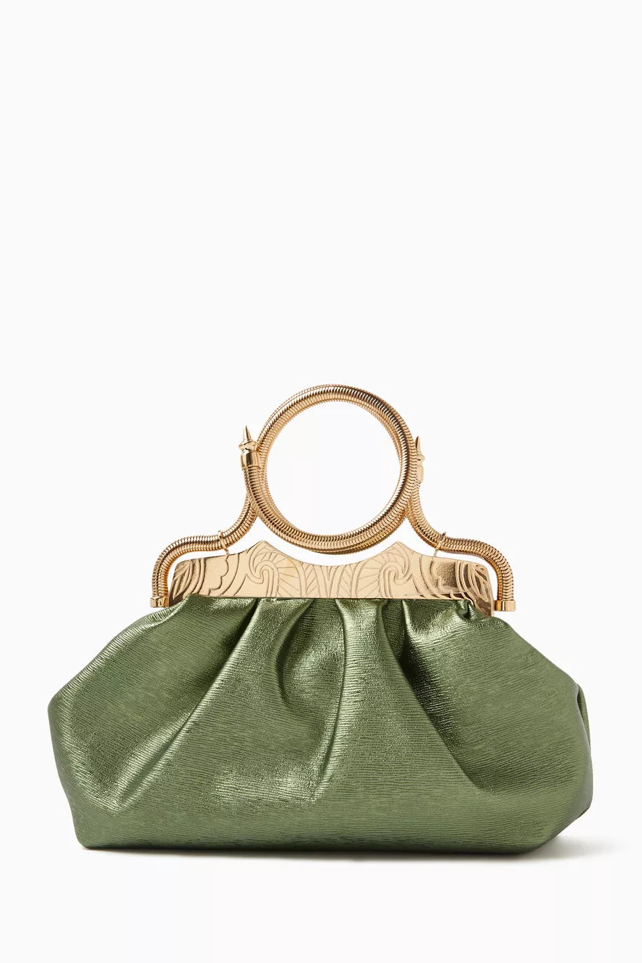 Bangle Clutch Bag in Metallic Leather