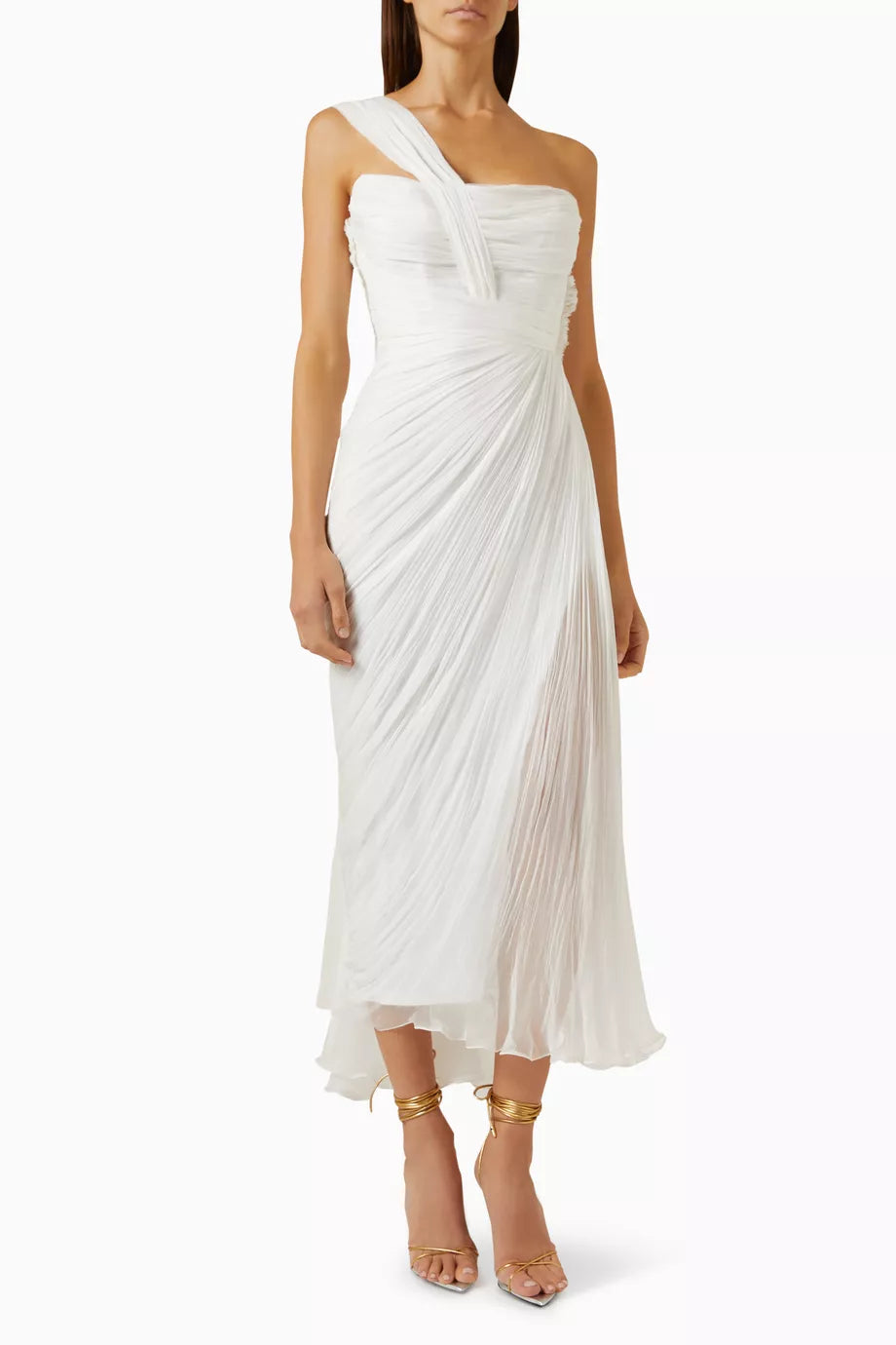 Lara B Draped Maxi Gown in Silk Mousseline