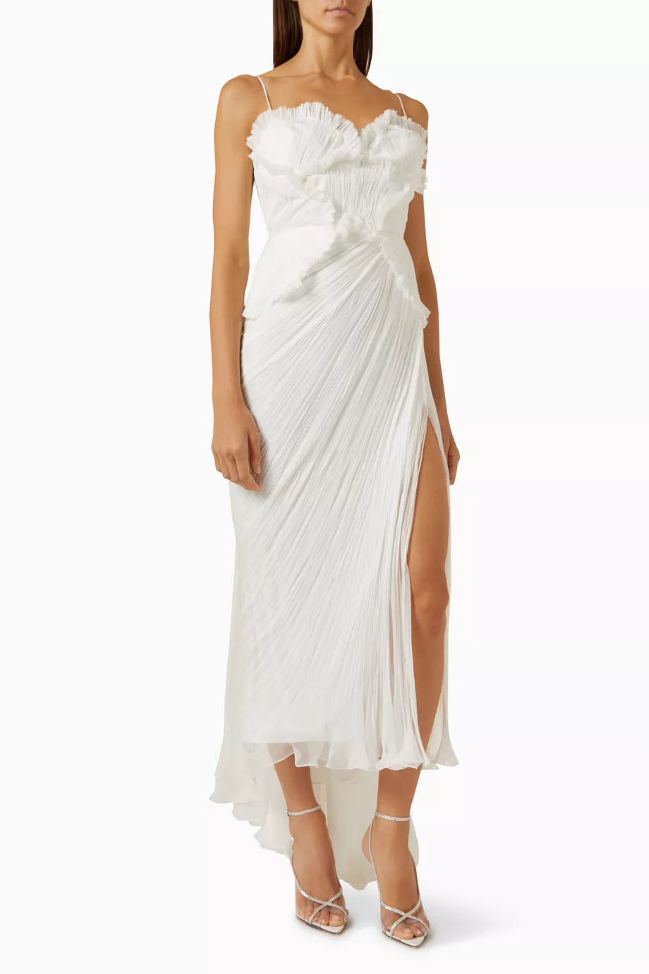 Ellery Pleated Midi Dress in Silk Moussline