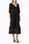 V-neck Midi Dress in Lace