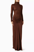 Fusion Gathered Maxi Dress in Stretch-viscose