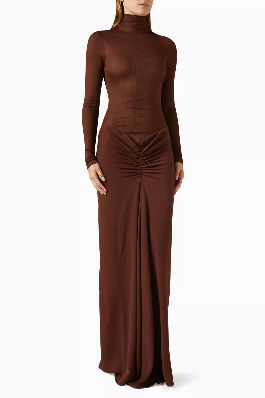 Fusion Gathered Maxi Dress in Stretch-viscose