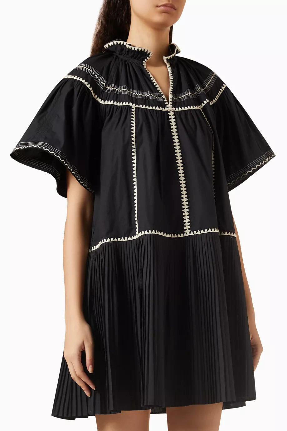 Desi Embroidered Mini Dress in Cotton