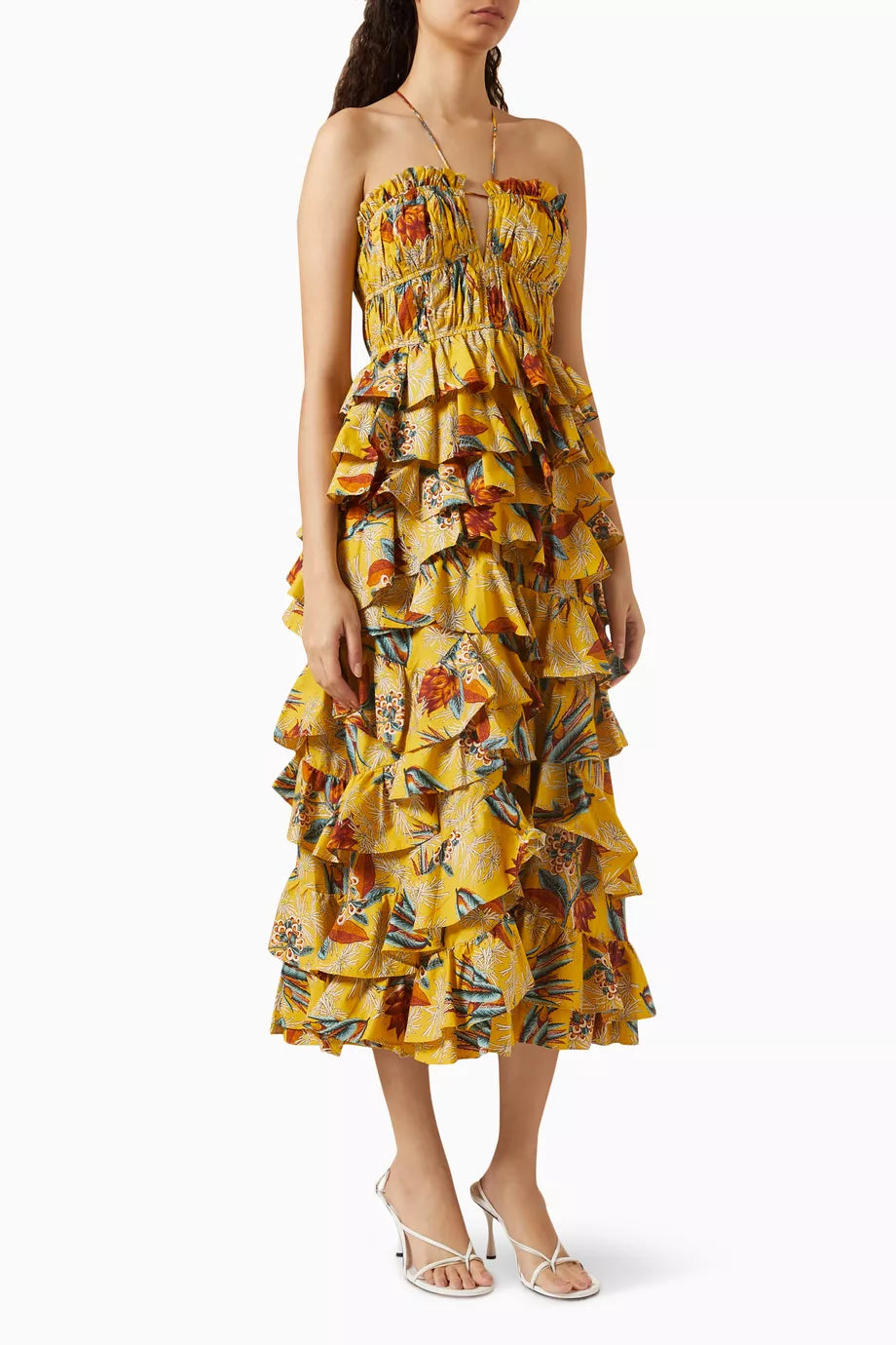 Josefine Ruffled Midi Dress in Cotton