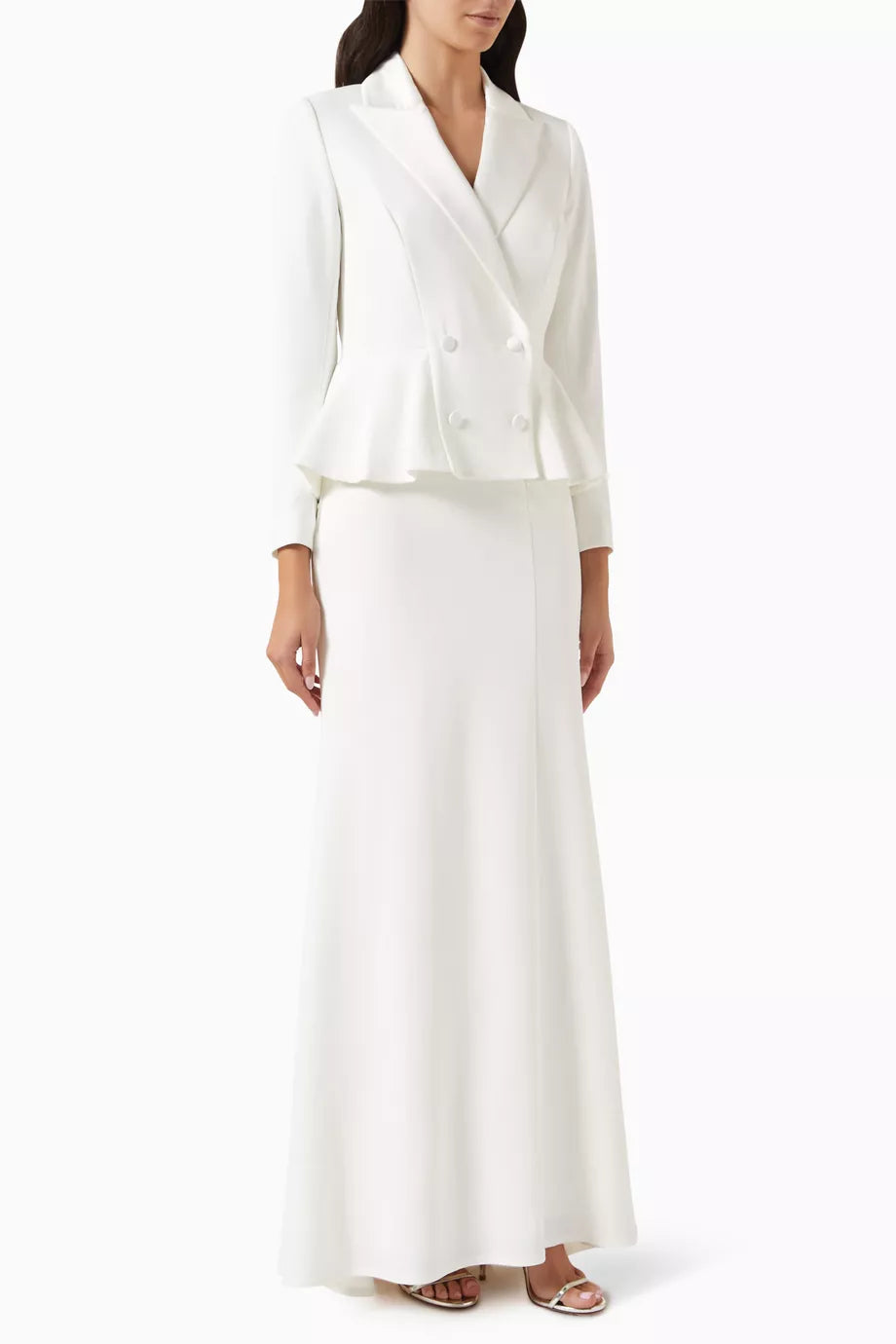 Gilles Peplum Tuxedo Bridal Gown in Crepe