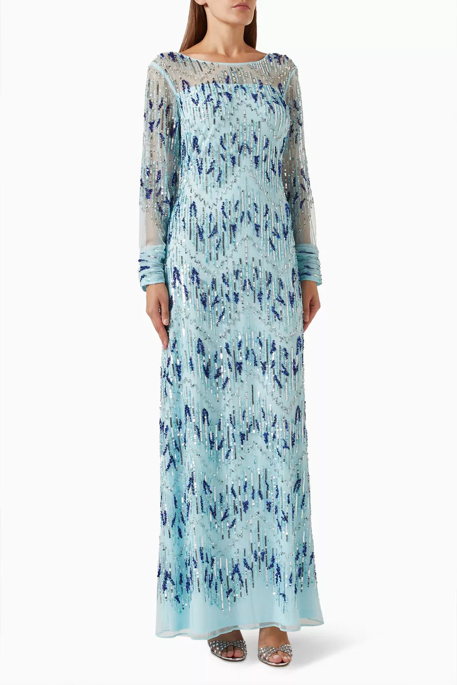 Beaded Ruched Maxi Gown