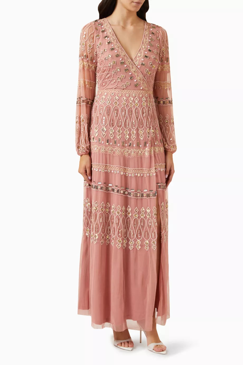 Sequin Embellished Wrap-Around Dress