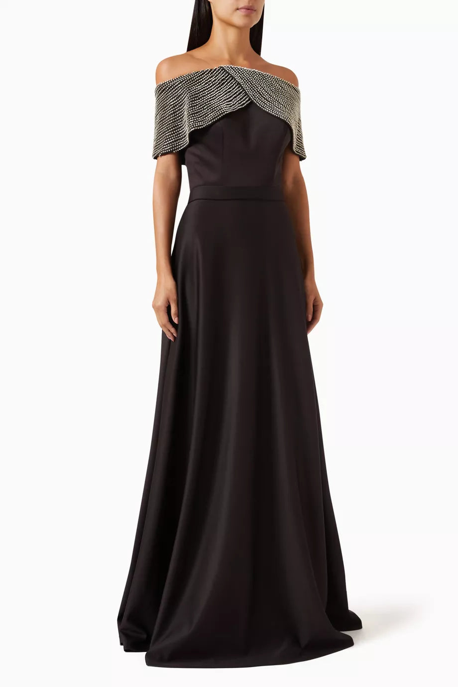 Beaded Off-shoulder Gown