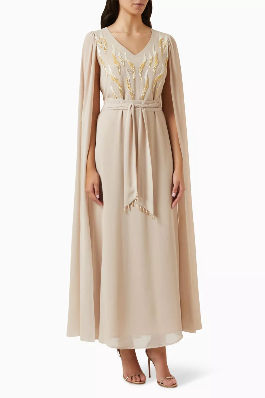 Hand Embroidered Sequin Jalabiya in Chiffon