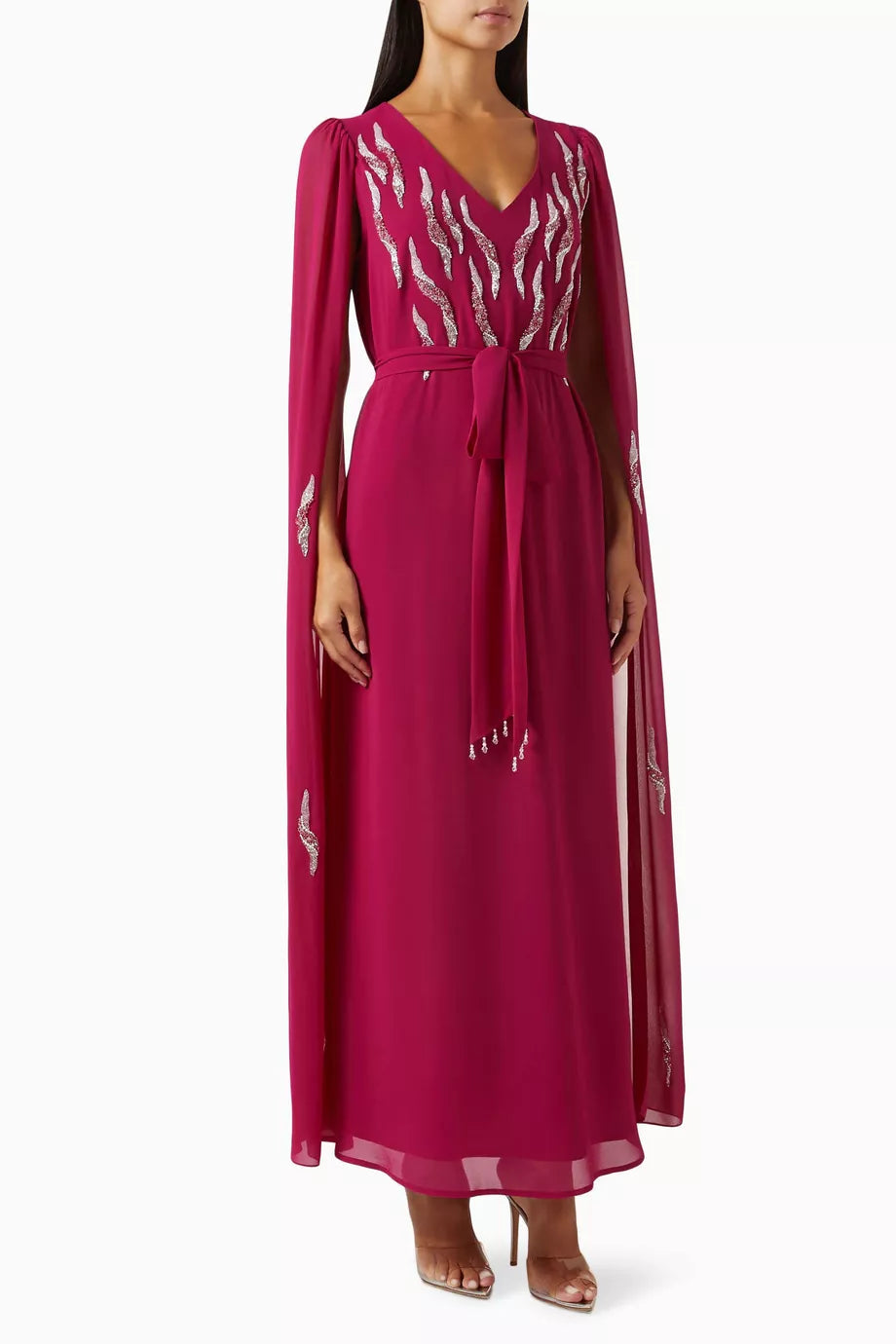 Hand Embroidered Sequin Jalabiya in Chiffon