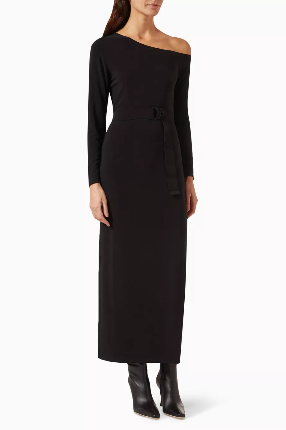 Drop-shoulder Gown in Poly-lycra