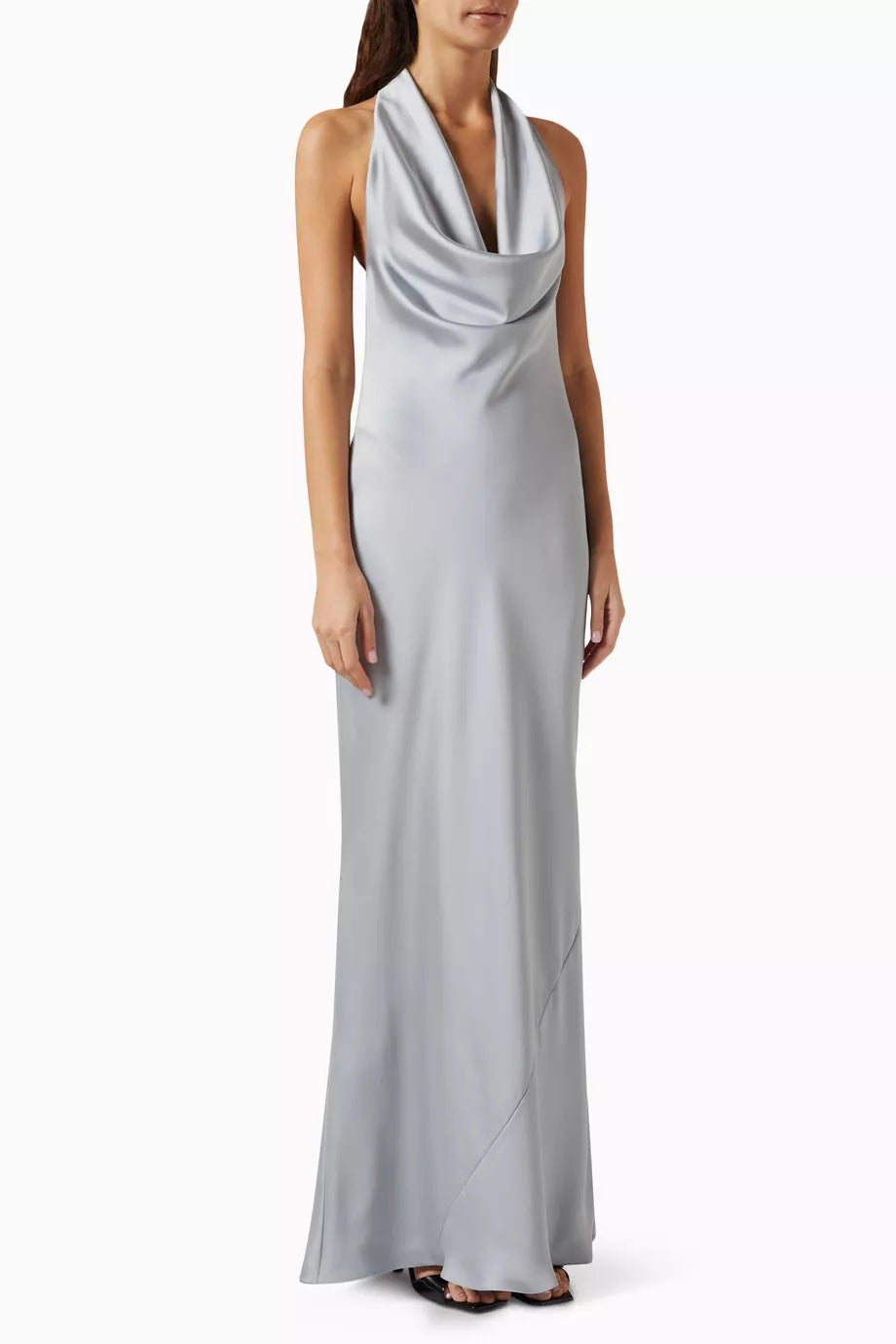 Halter Drape Bias Gown in Crêpe Satin