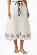 Grace Midi Skirt in Silk Linen