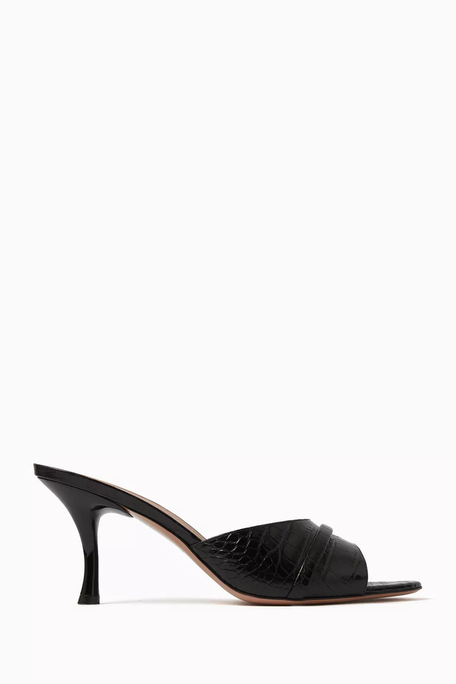 Julia 70 Mule Sandals in Croc-embossed Leather