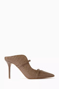 Maureen 85 Mules in Croc-Embossed Leather
