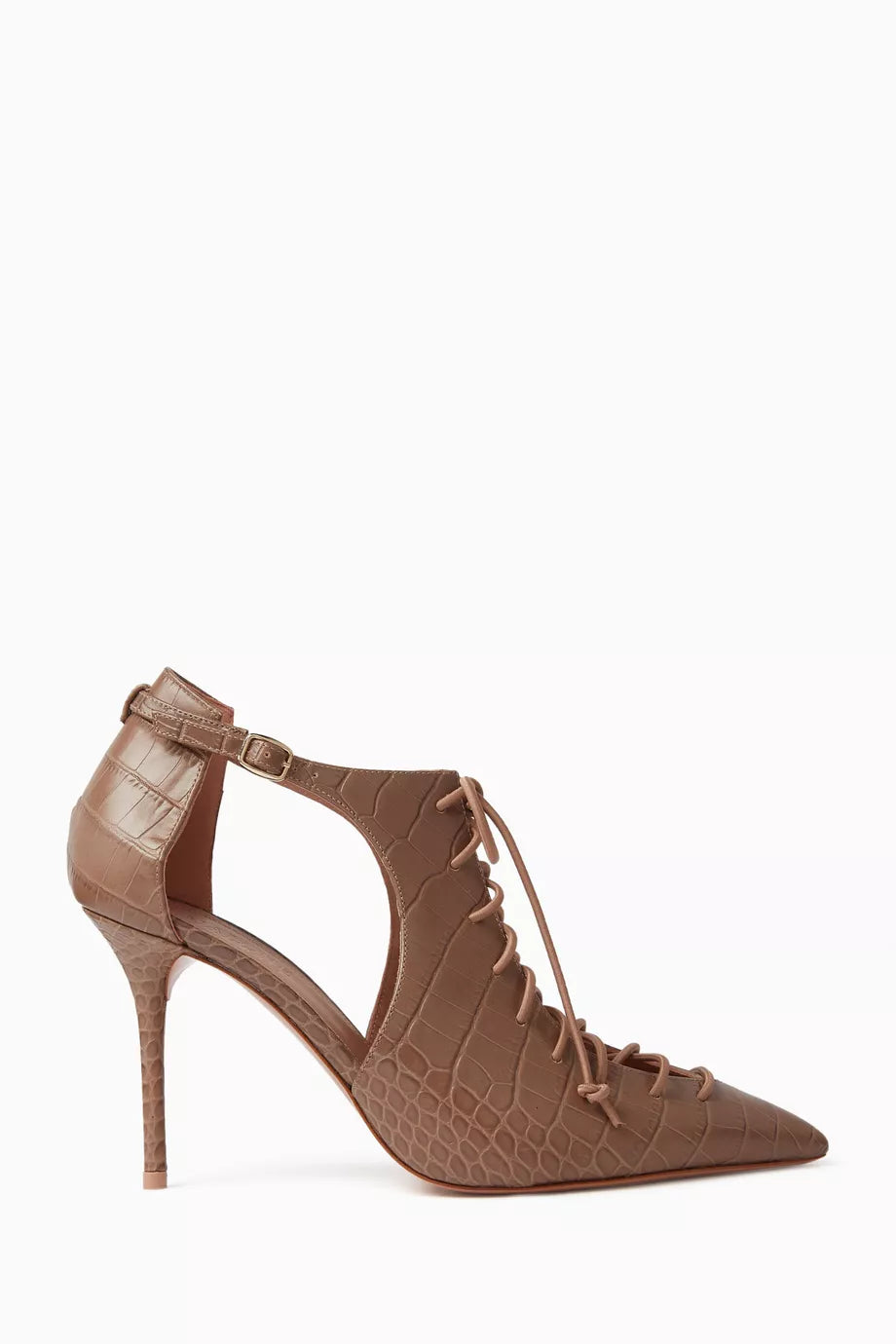 Montana 85 Lace-up Pumps in Croc-embossed Leather